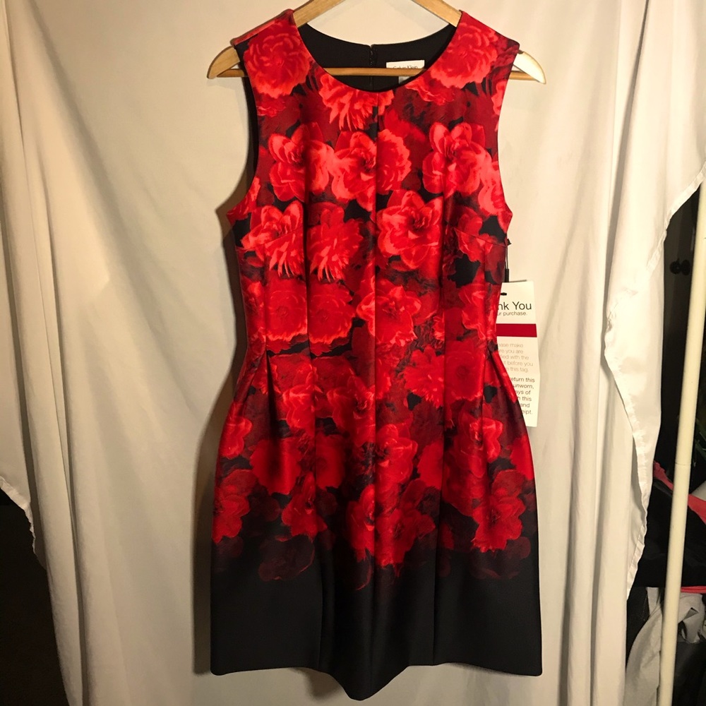 Calvin Klein Red Rosette Dress SOLD